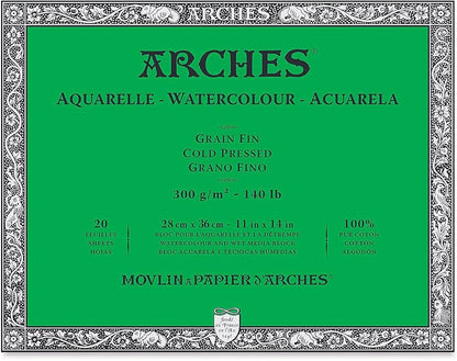 Arches Aquarelle Watercolor Block - Cold Press - 300 gsm - 20 sheets