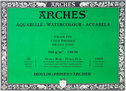 Arches Aquarelle Watercolor Block - Cold Press - 300 gsm - 20 sheets