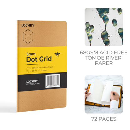 Pocket-Size Notebook with Tomoe River Paper by LOCHBY • Dot Grid Pages
