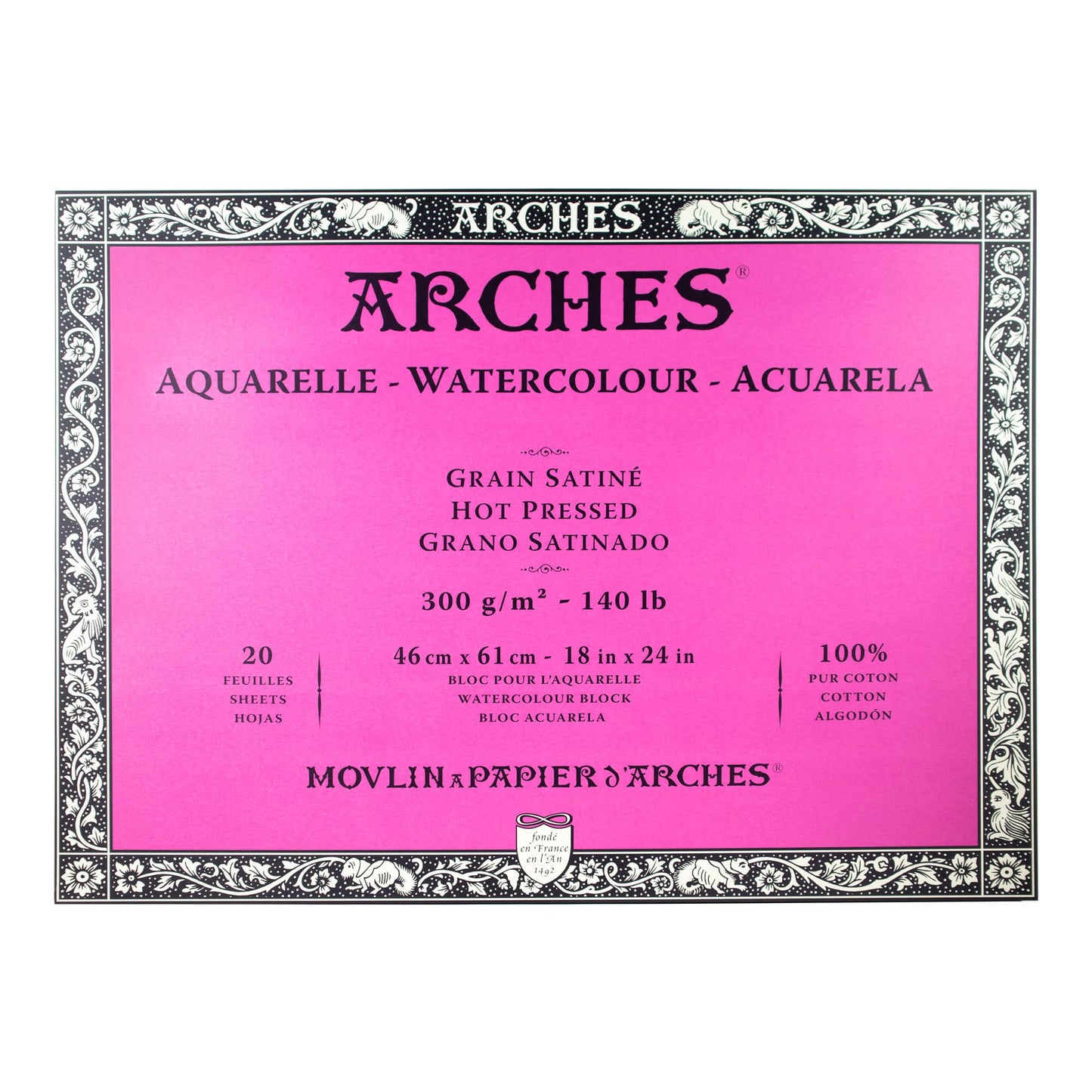 Bloque de acuarela Arches Aquarelle - Prensa en caliente - 300 gsm