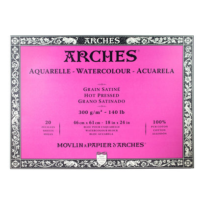 Bloque de acuarela Arches Aquarelle - Prensa en caliente - 300 gsm