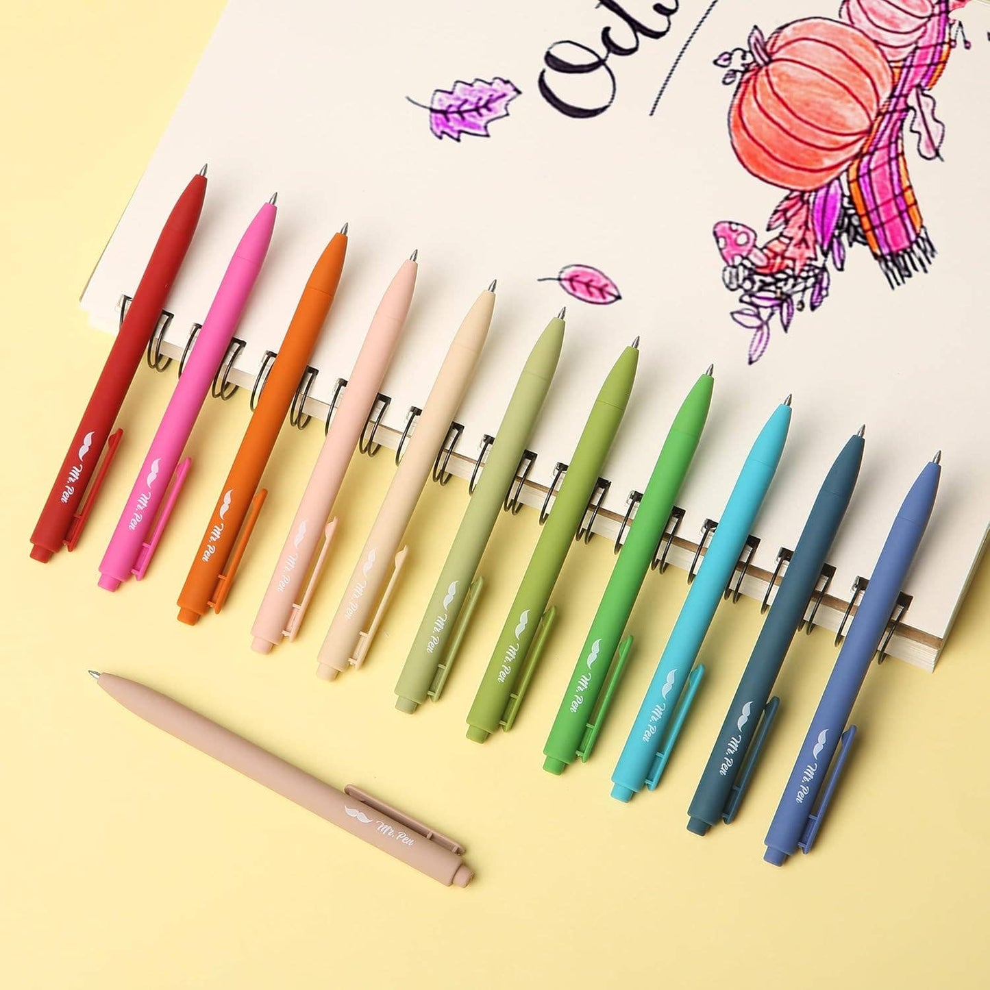 Mr. Pen 12-Pack Retractable Gel Pens with Colored Ink