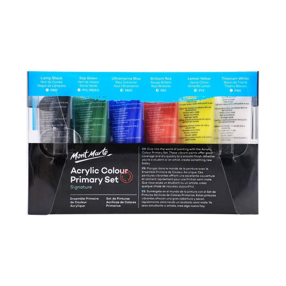 Acrylic Color Primary Paint Set Signature 6pc x 50ml (1.7oz)