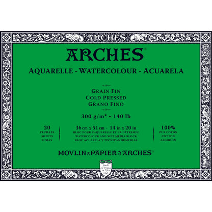 Arches Aquarelle Watercolor Block - Cold Press - 300 gsm - 20 sheets