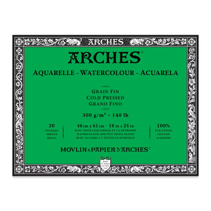 Arches Aquarelle Watercolor Block - Cold Press - 300 gsm - 20 sheets