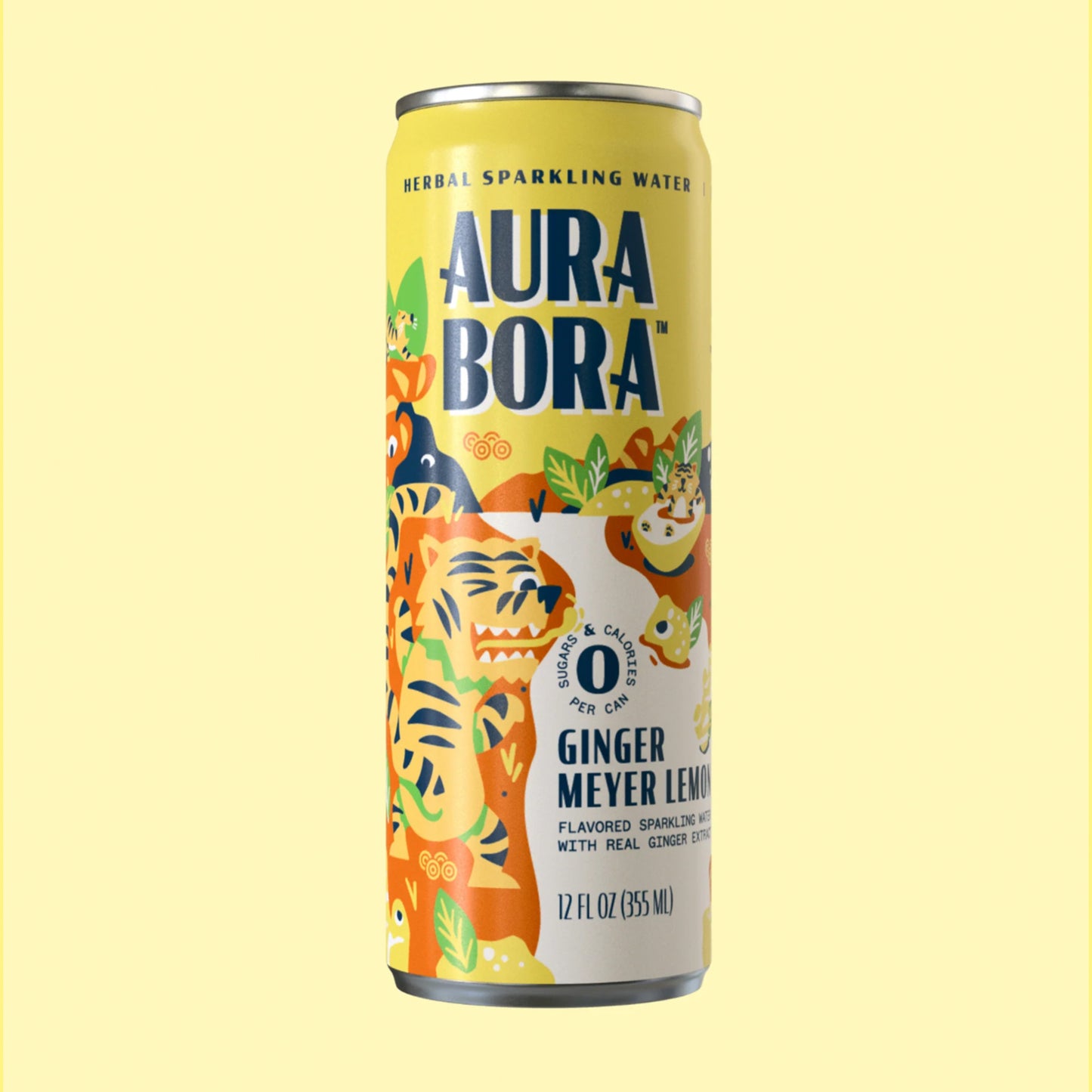 Aura Bora Herbal Sparkling Water • Ginger Meyer Lemon