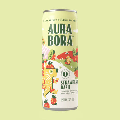 Aura Bora Herbal Sparkling Water • Strawberry Basil