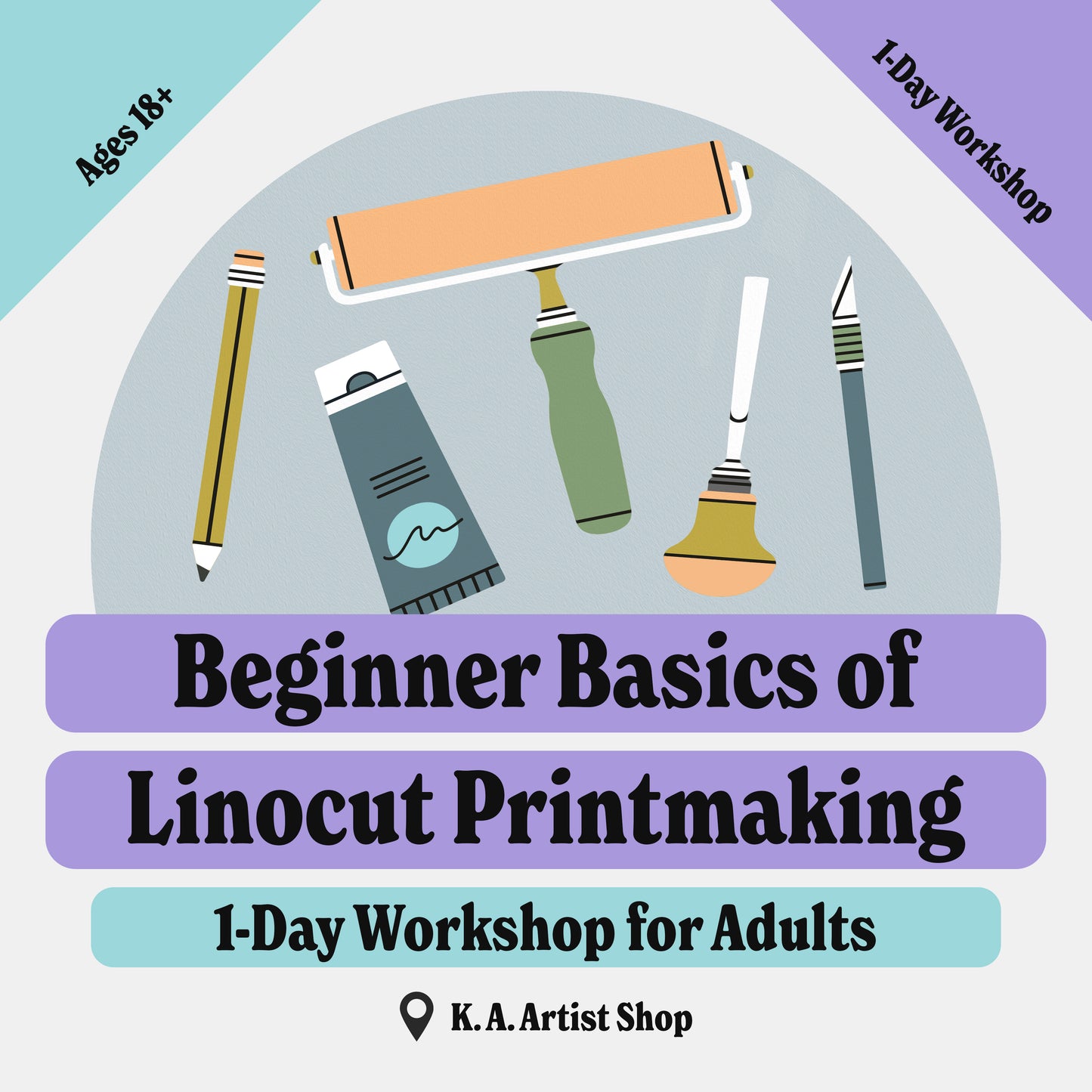 Beginner Basics of Linocut Printmaking • 1-Day Workshop for Adults