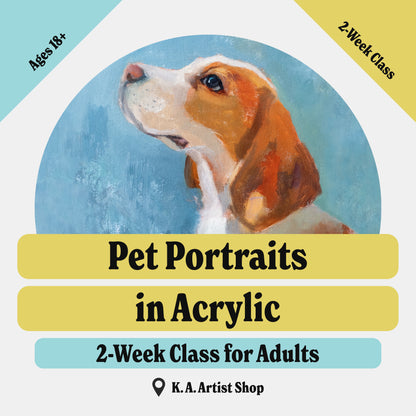 Portraits d'animaux de compagnie à l'acrylique • Cours de 2 semaines pour adultes