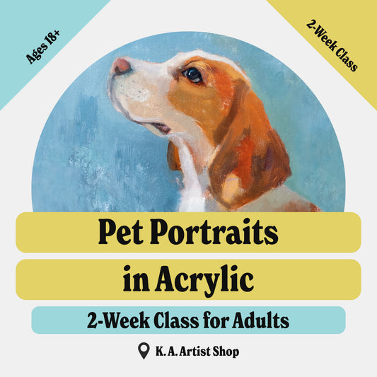 Retratos de mascotas en acrílico • Clase de pintura de 2 semanas