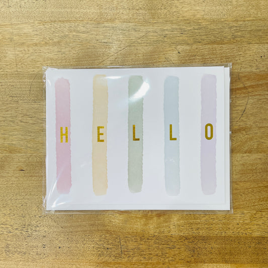 "Hello" Watercolor Gold Foil Card by Modern Legacy Paper Company