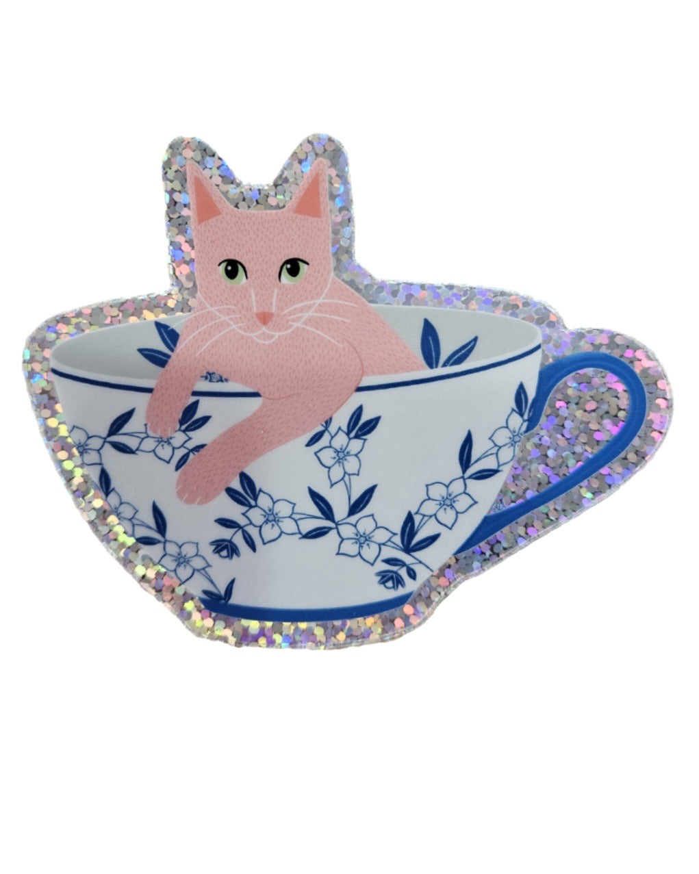Holographic Cup of Kittea Sticker by Carlee Ingersoll