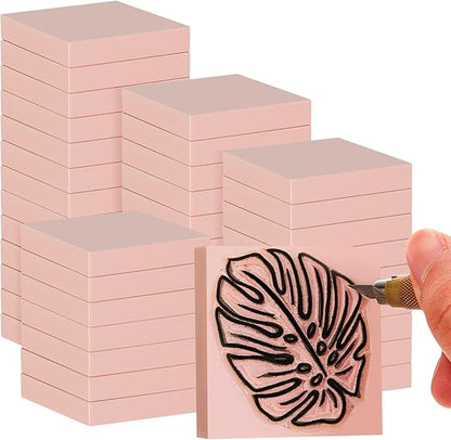 Tiny Pink Rubber Carving Blocks