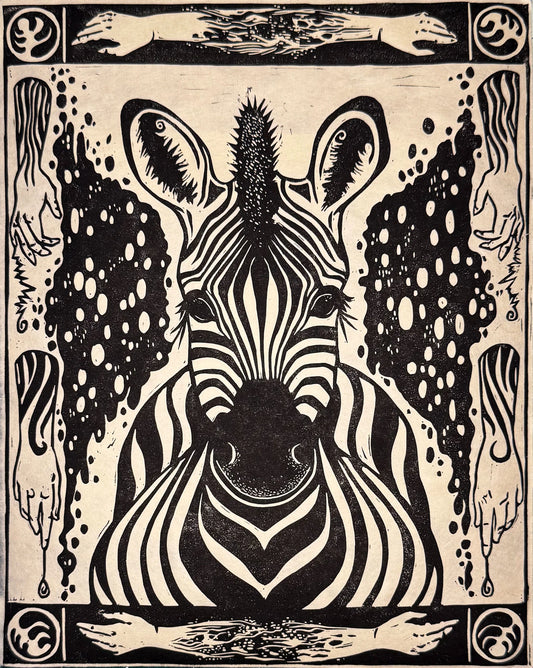 “Dazzle" Original Linocut Print by Olive Roberts