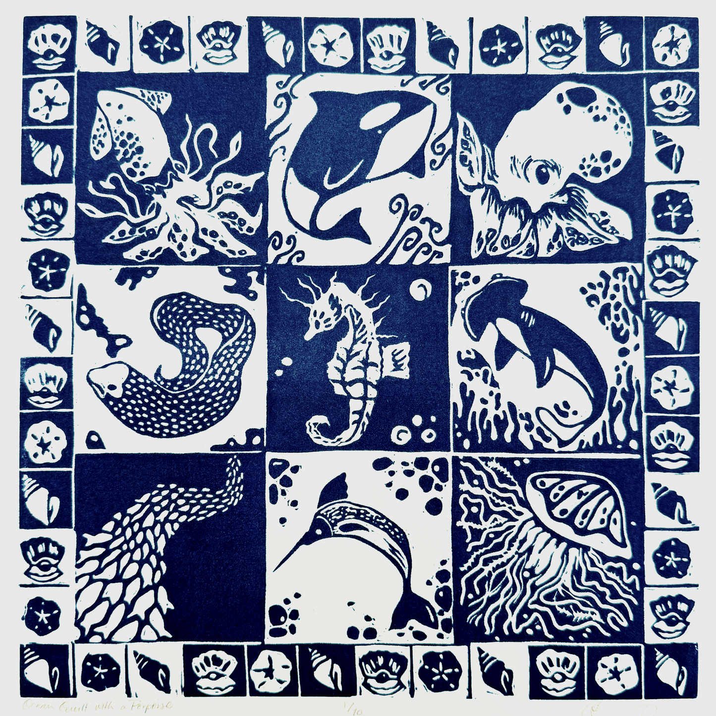 "Ocean Quilt" Sticker by Olive Roberts