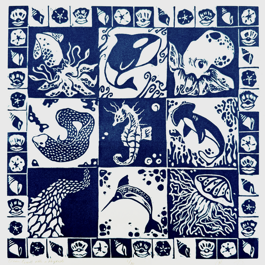 "Ocean Quilt" Sticker by Olive Roberts