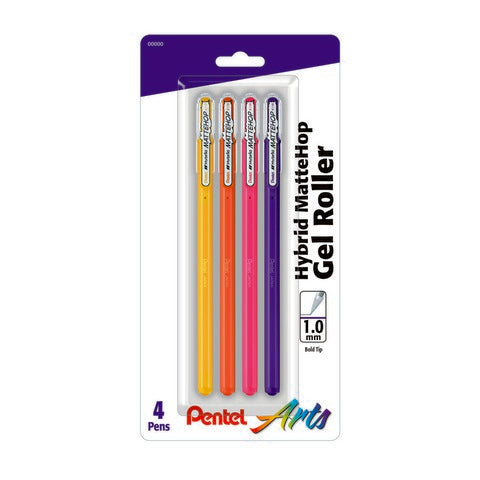 Pentel Hybrid Mattehop Gel Roller Pen Set - 4pk