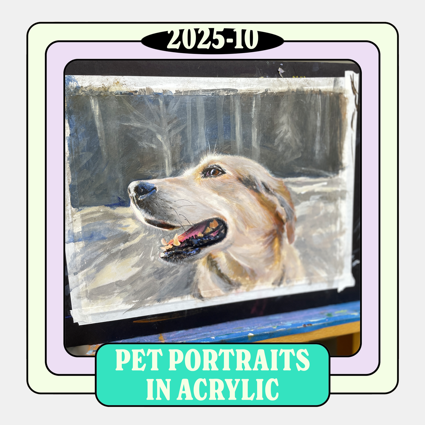 Retratos de mascotas en acrílico • Clase de pintura de 2 semanas