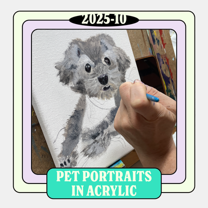 Retratos de mascotas en acrílico • Clase de pintura de 2 semanas