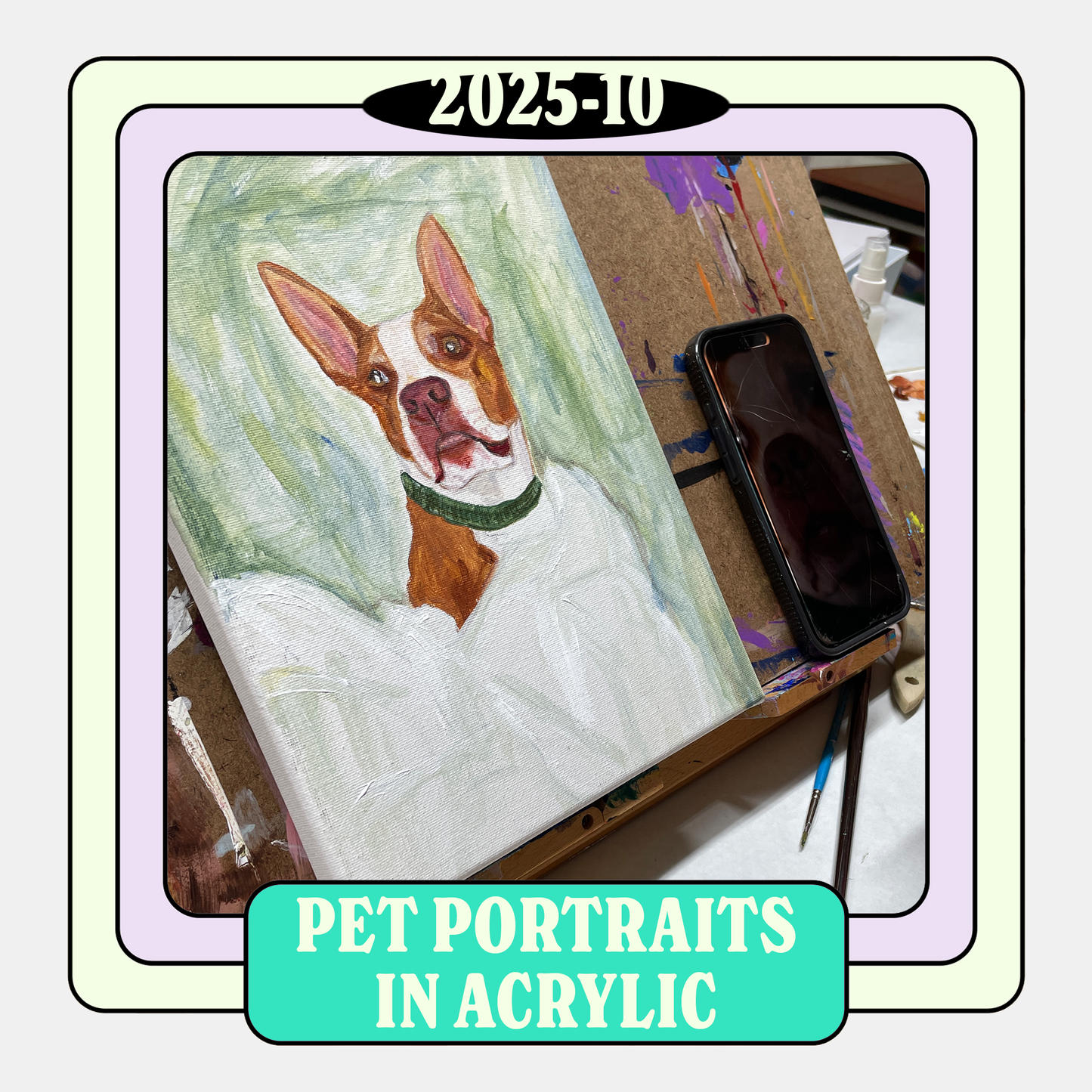 Retratos de mascotas en acrílico • Clase de pintura de 2 semanas