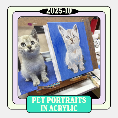 Retratos de mascotas en acrílico • Clase de pintura de 2 semanas