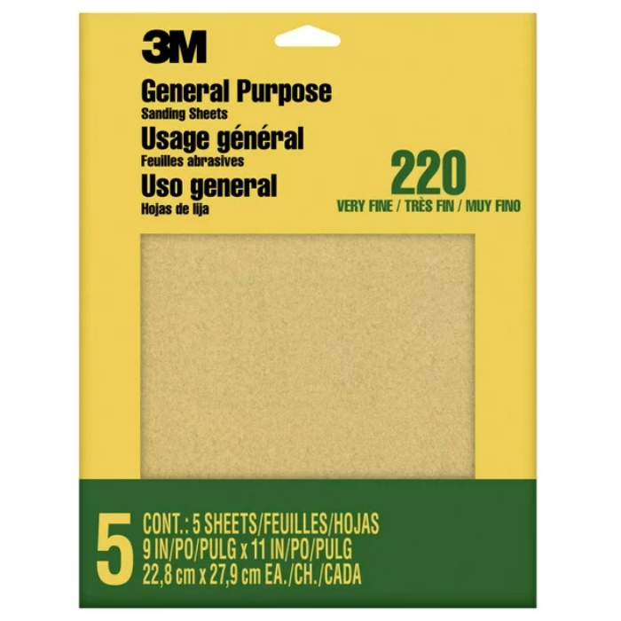 3M Aluminum Oxide Sand Paper - 5pk