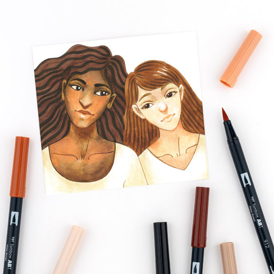 Dual Brush Pen Art Markers, Portrait, 6-Pack