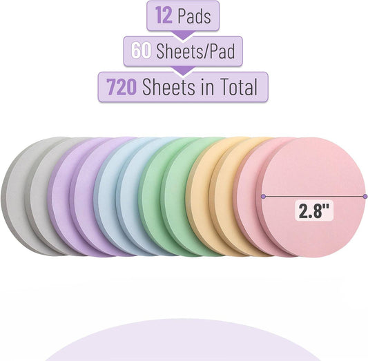 Mr. Pen Colorful Round Sticky Notes - 12 Pads