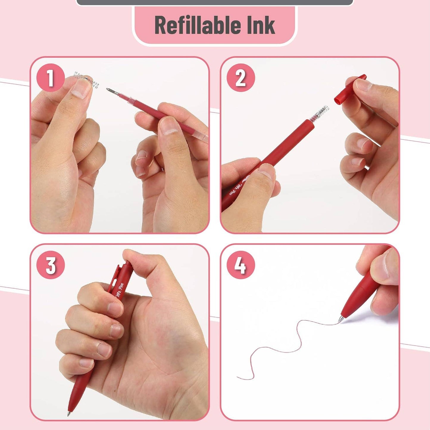 Mr. Pen 12-Pack Retractable Gel Pens with Colored Ink