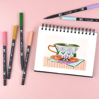 Dual Brush Pen Art Markers, Teatime, 6-Pack