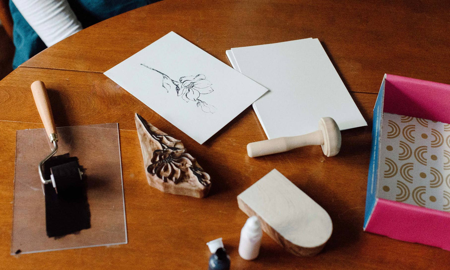 Easy Wood Block Printing Kit • Geometric Magnolia