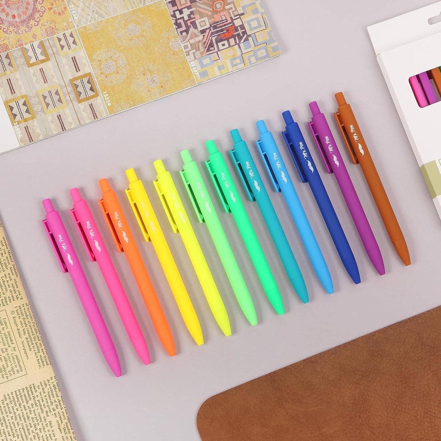 Mr. Pen 12-Pack Retractable Gel Pens with Colored Ink