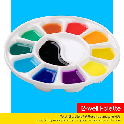 MEEDEN 12-Well Round Porcelain Watercolor Palette