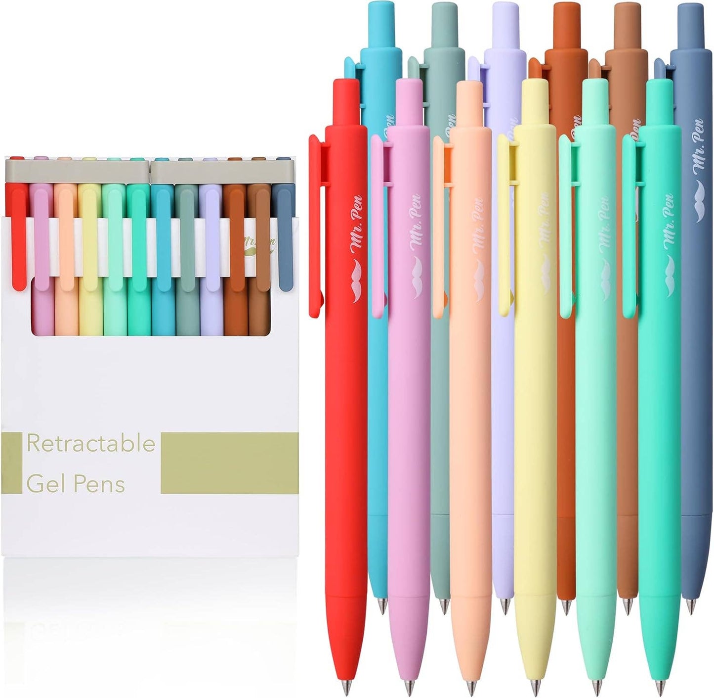Mr. Pen 12-Pack Retractable Gel Pens with Colored Ink
