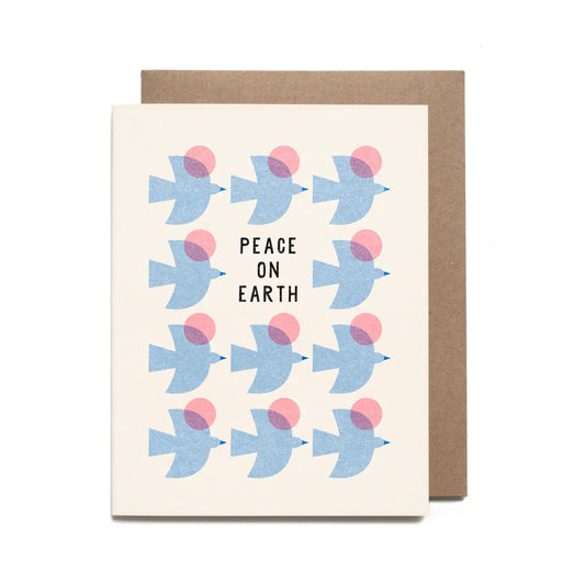 Blue Birds Peace Holiday Card by Worthwhile Paper