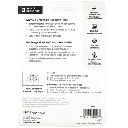 MONO Removable Adhesive Tape Refill - 3-Pack