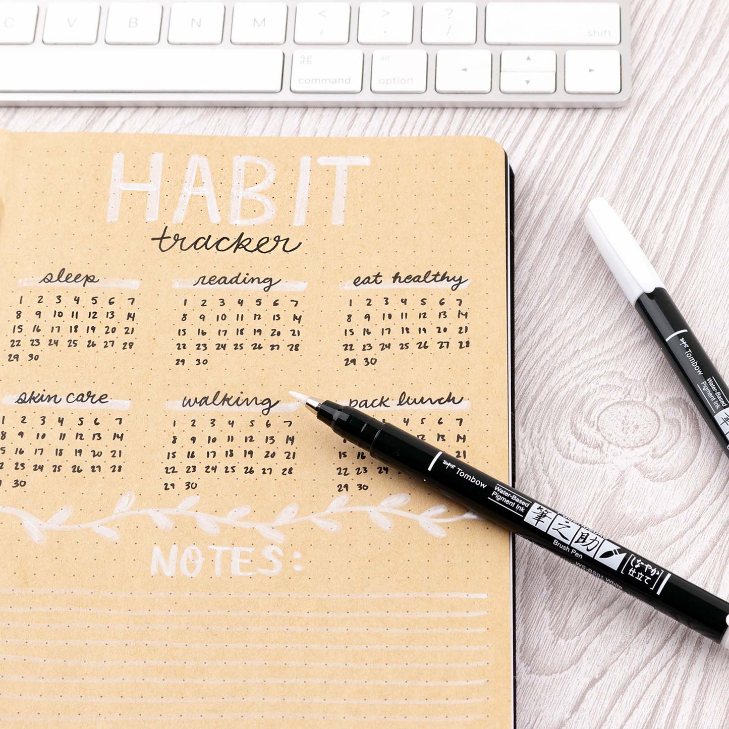 Fudenosuke Brush Pens - White - 2-Pack