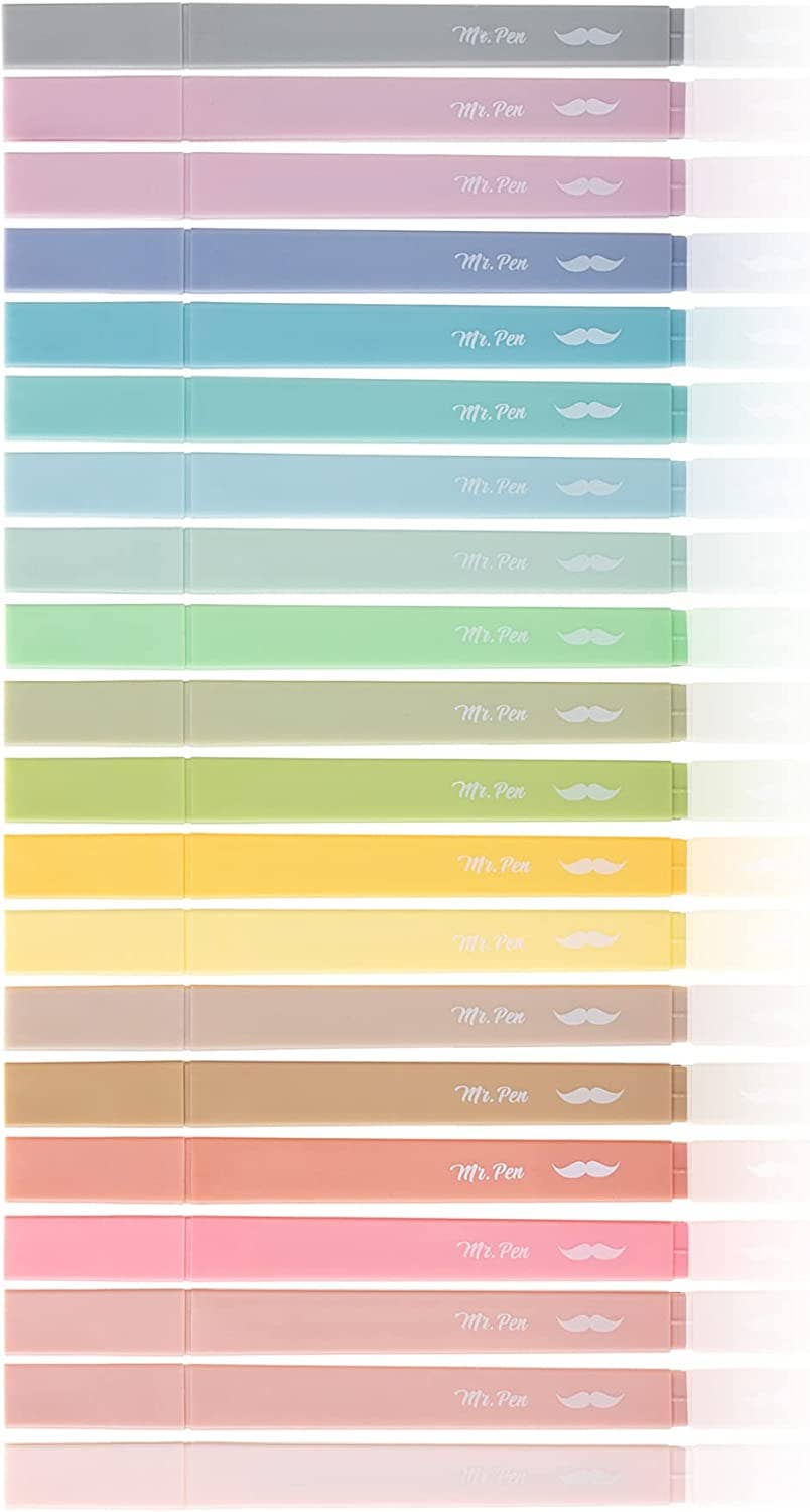 Mr. Pen Aesthetic Highlighters - 20 Chisel Tip Set