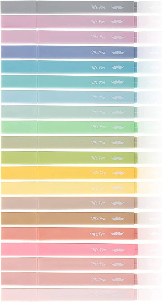 Mr. Pen Aesthetic Highlighters - 20 Chisel Tip Set