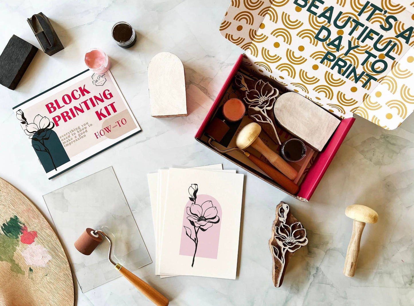 Easy Wood Block Printing Kit • Geometric Magnolia