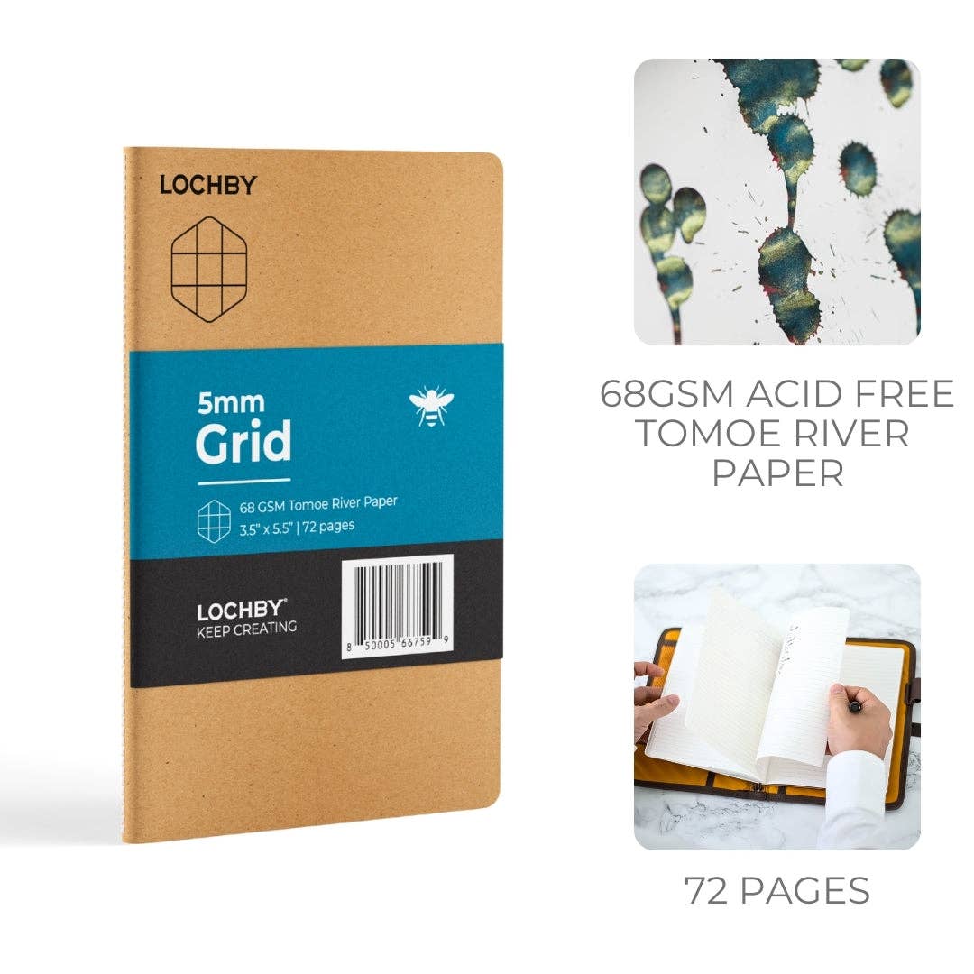 Pocket-Size Notebook with Tomoe River Paper by LOCHBY • Grid Pages