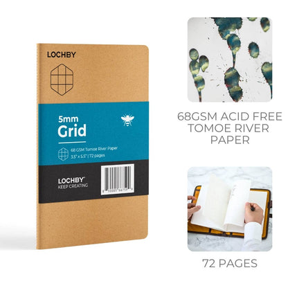 Pocket-Size Notebook with Tomoe River Paper by LOCHBY • Grid Pages