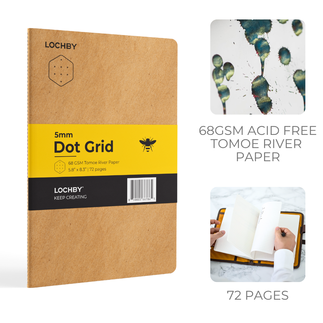 A5 Notebook with Tomoe River Paper by LOCHBY • Dot Grid Pages