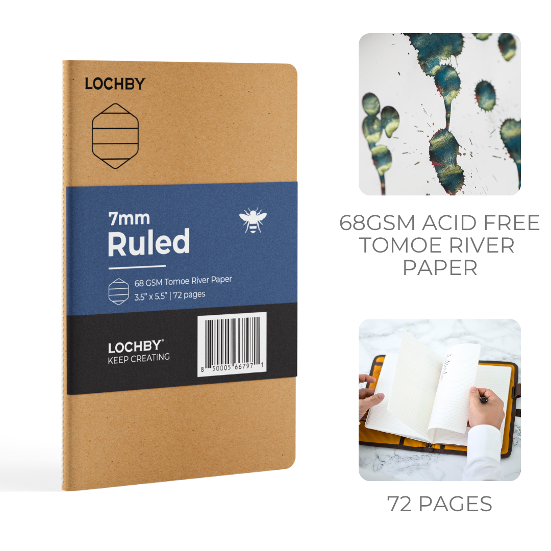 Pocket-Size Notebook with Tomoe River Paper by LOCHBY • Ruled Pages