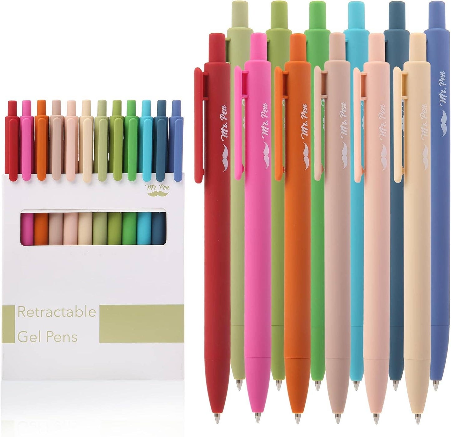 Mr. Pen 12-Pack Retractable Gel Pens with Colored Ink
