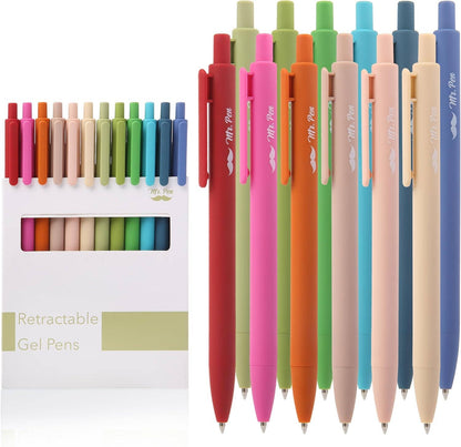 Mr. Pen 12-Pack Retractable Gel Pens with Colored Ink