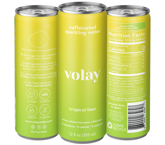 Volay Caffeinated Sparkling Water • Tropical Lime