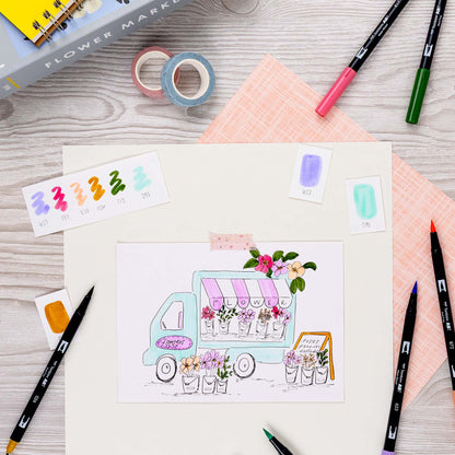 Dual Brush Pen Art Markers, Teatime, 6-Pack