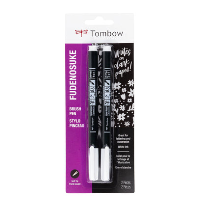 Fudenosuke Brush Pens - White - 2-Pack