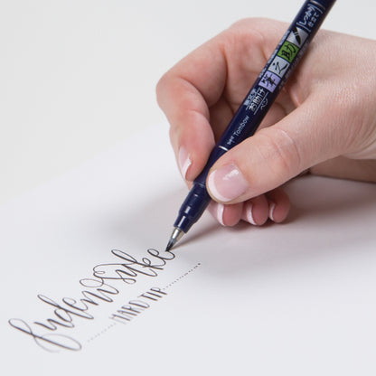 Tombow Fudenosuke Brush Pen Broad, Hard Tip (Blue Packaging)